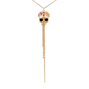 Rainbow Enchanted City Skull Tassel Necklace - 11509